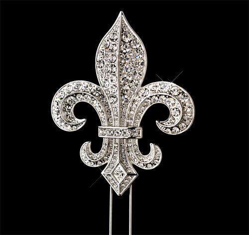 Fleur de Lis Rhinestone Wedding Cake Topper