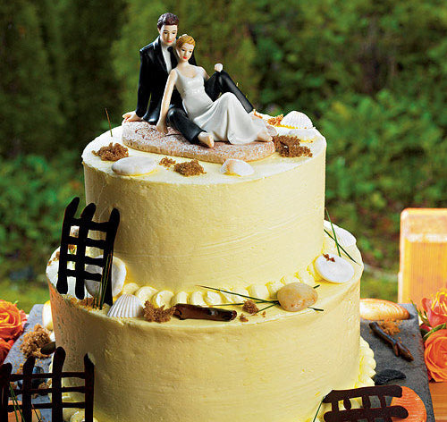 Beach Lounging Bride &amp; Groom Cake Topper