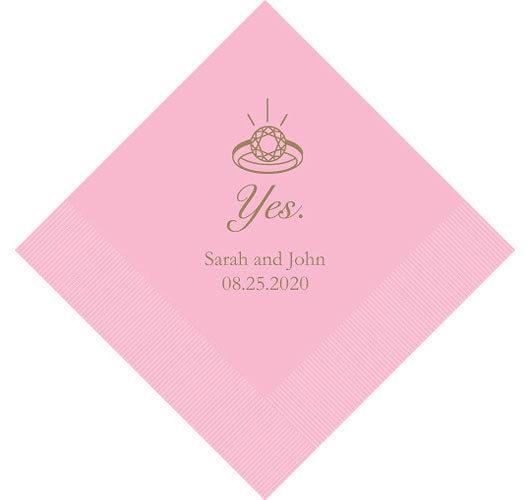 Yes (to The Ring) Personalized Wedding Napkins