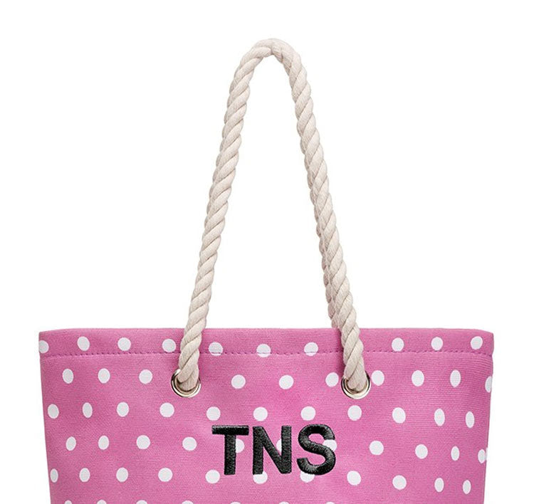 Polka Dot Cabana Bridesmaid Tote Bag - Pink