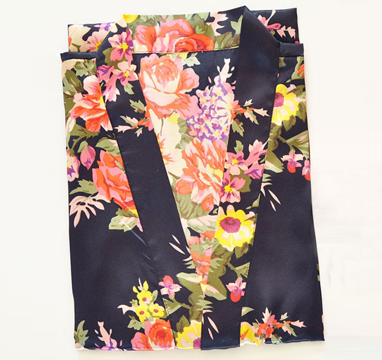 Floral Bridal Party Satin Robe