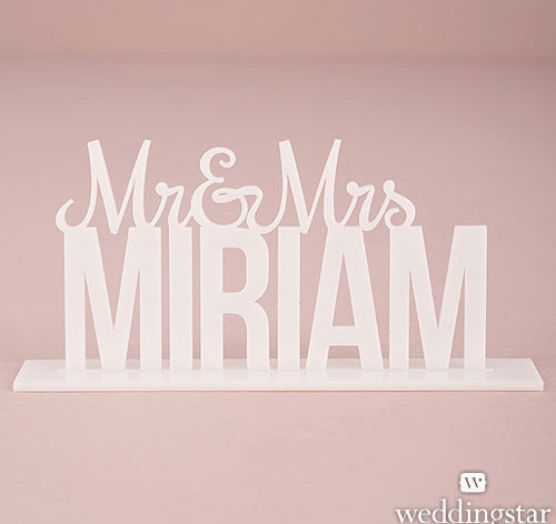 Mr. &amp; Mrs. Cake Topper - White