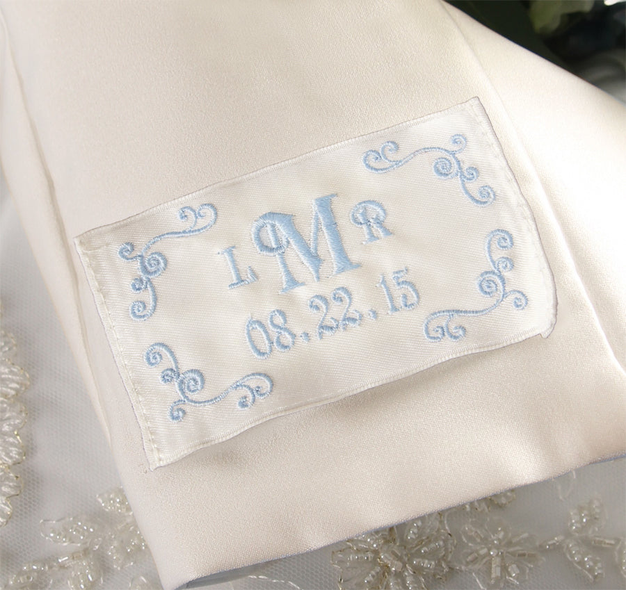 Flourish Border Monogram Wedding Dress Label Flourish Border Monogram Wedding Dress Label