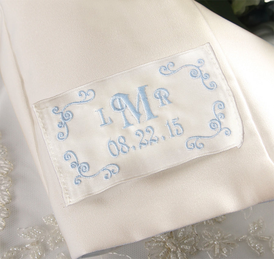 Flourish Border Monogram Wedding Dress Label