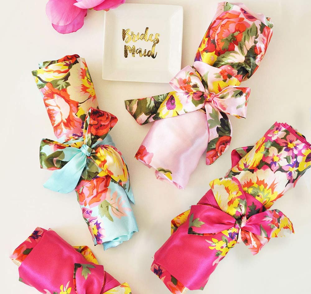 Floral Bridal Party Satin Robe