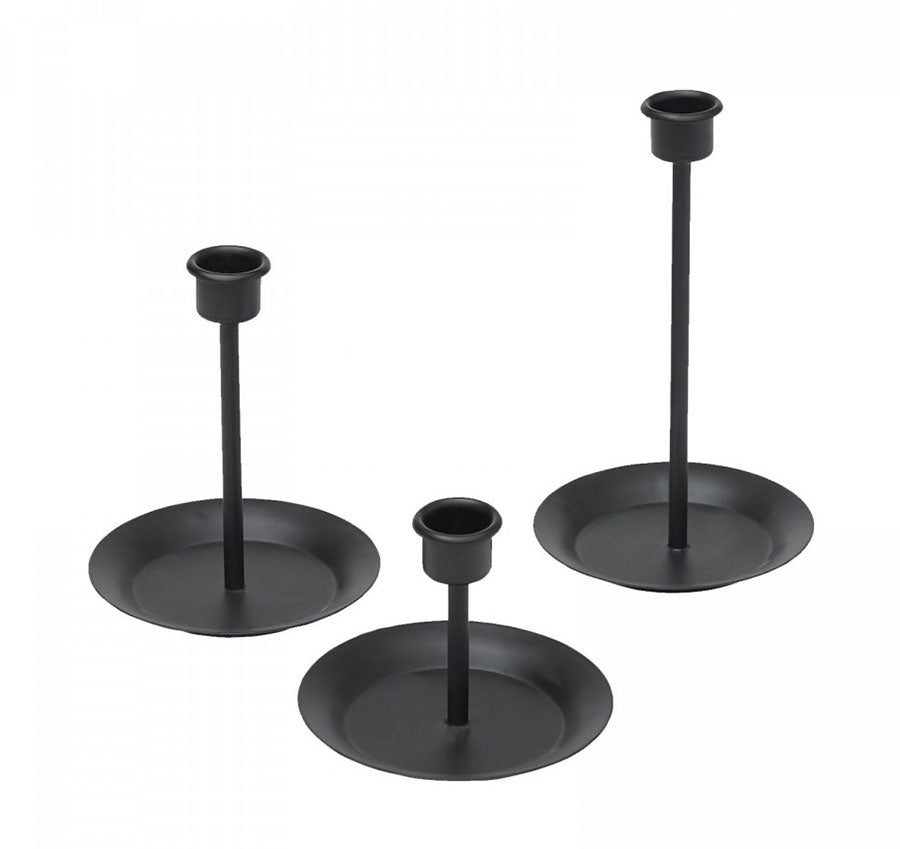 Black 3 Piece Candle Holder Set