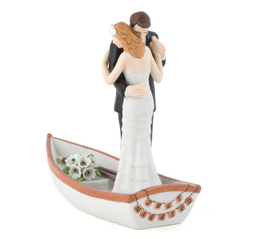 Rowboat Bride &amp; Groom Cake Topper