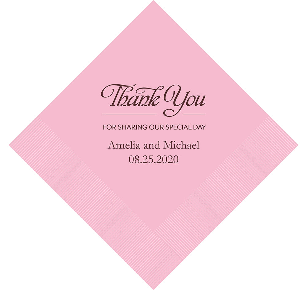 Thank You For Sharing Personalized Wedding Napkins
