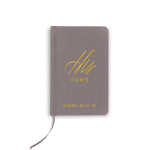 Grey Linen Wedding Vow Book - His