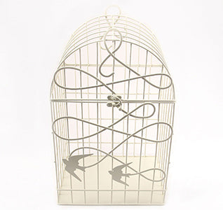 Modern White Birdcage Wedding Card Holder