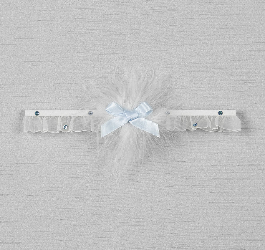 Naomi Elastic Bridal Garter with Blue Bow