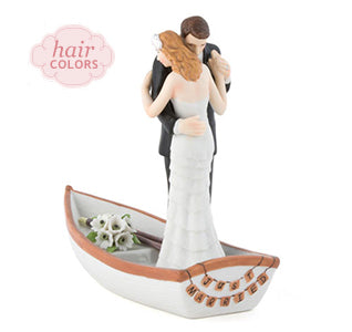Rowboat Bride &amp; Groom Cake Topper