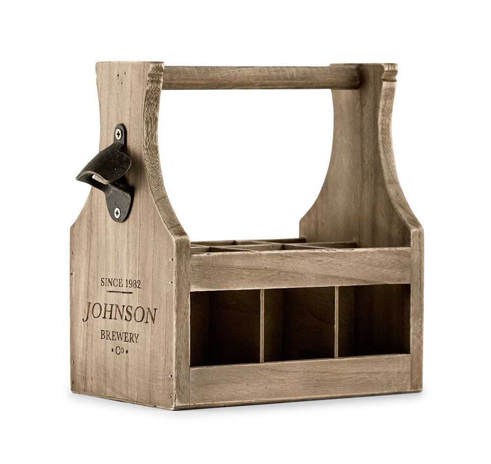Personalized Wood Beer Bottle Caddy