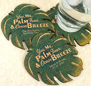 Palm Leaf Cork Coaster - Personalized