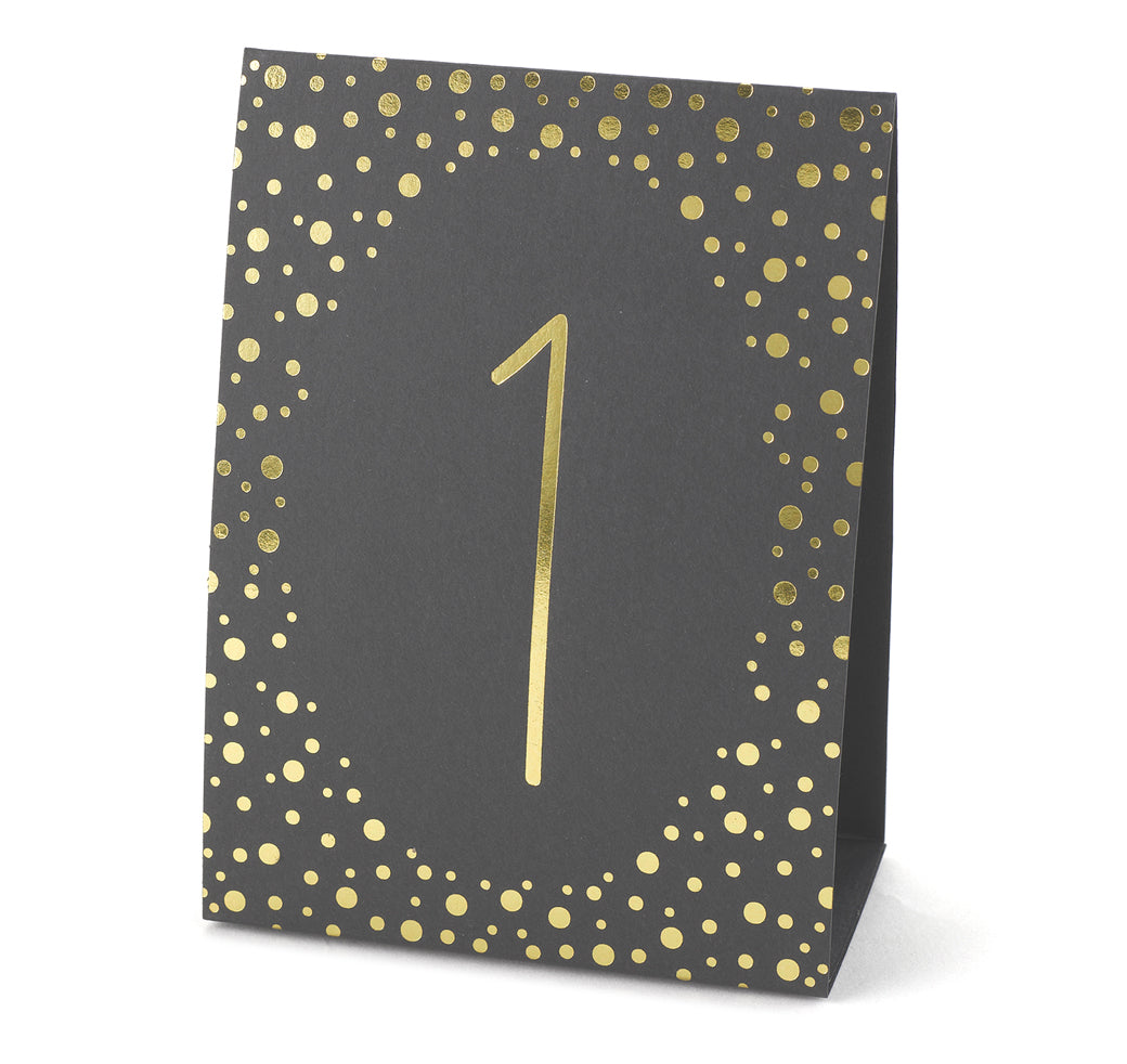 Polka Dot Table Number Tent Cards - Gold - (1-40)