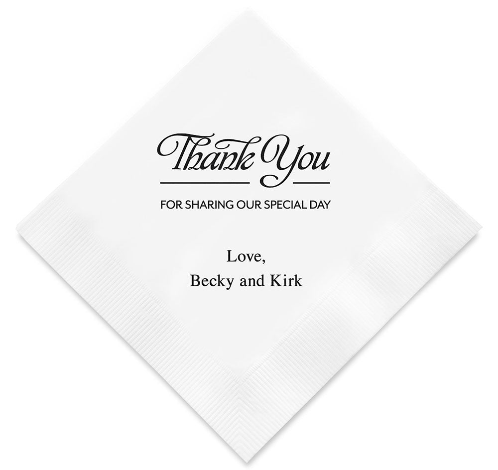 Thank You For Sharing Personalized Wedding Napkins