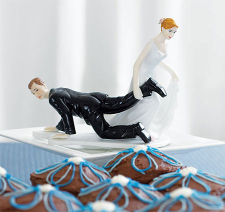 Having The Upper Hand Bride &amp; Groom Cake Topper