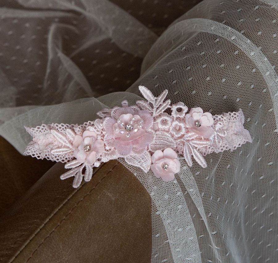 Hazel Blush Applique Bridal Garter