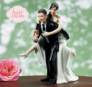 Football Bride &amp; Groom Cake Topper