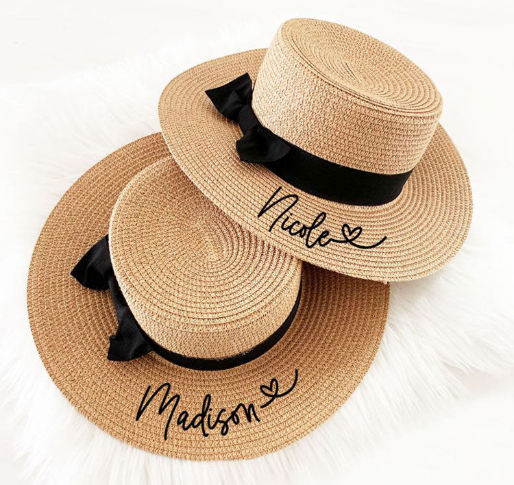 Personalized Boater Hat - With Heart