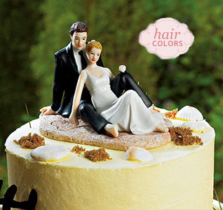 Beach Lounging Bride &amp; Groom Cake Topper