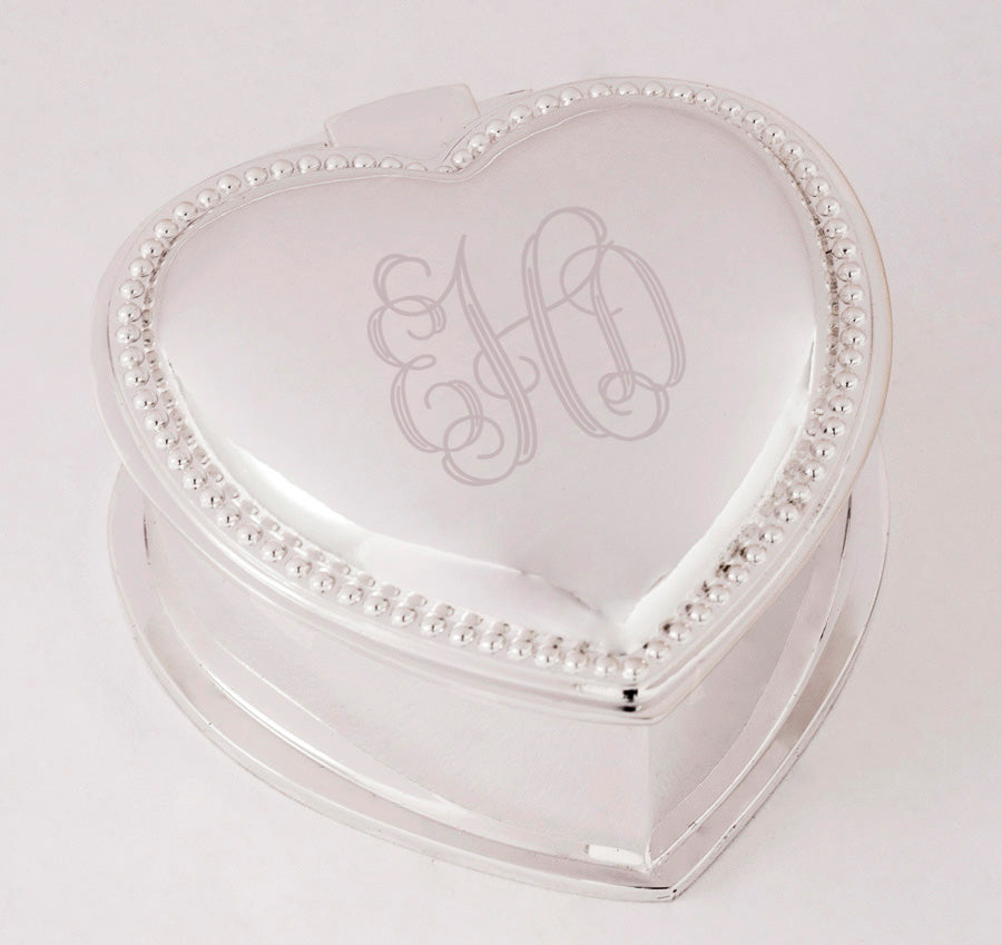 Monogram Beaded Heart Bridesmaid Jewelry Box