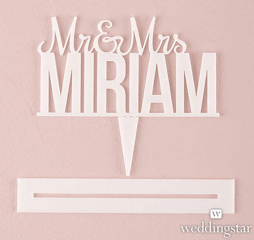Mr. &amp; Mrs. Cake Topper - White