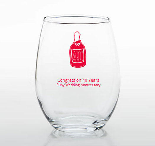 40th Anniversary Personalized Stemless Glasses