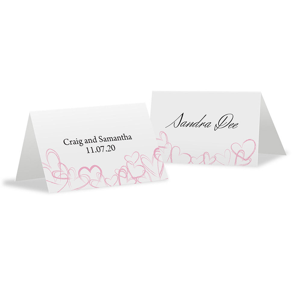 Contemporary Hearts Wedding Place Cards
