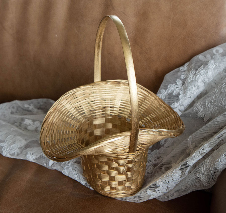 Metallic Wicker Flower Girl Basket