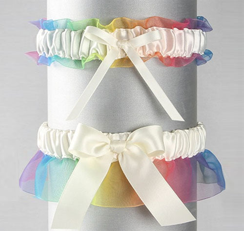 Rainbow Wedding Garter Set