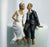 Whimsical Sitting Bride & Groom Cake Topper - Dark Skin Tone