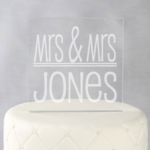 Mrs. &amp; Mrs. Cake Topper - Square
