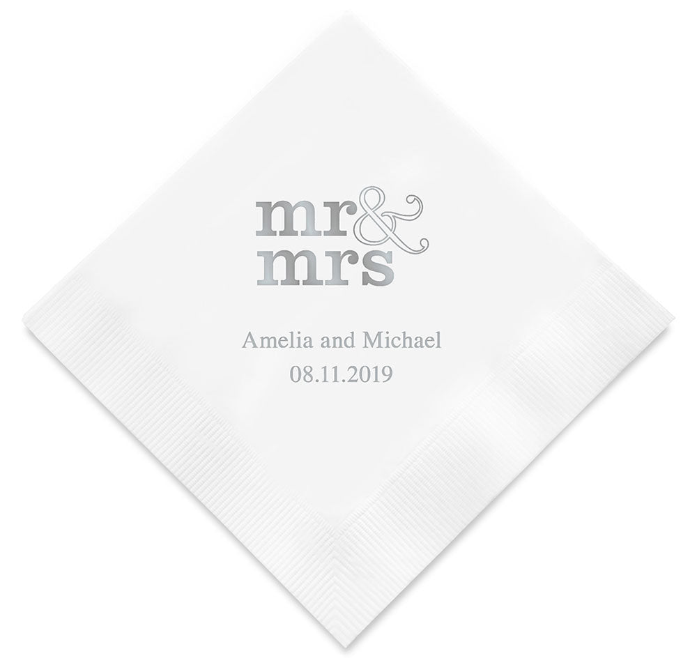 Mr. &amp; Mrs. Personalized Wedding Napkins
