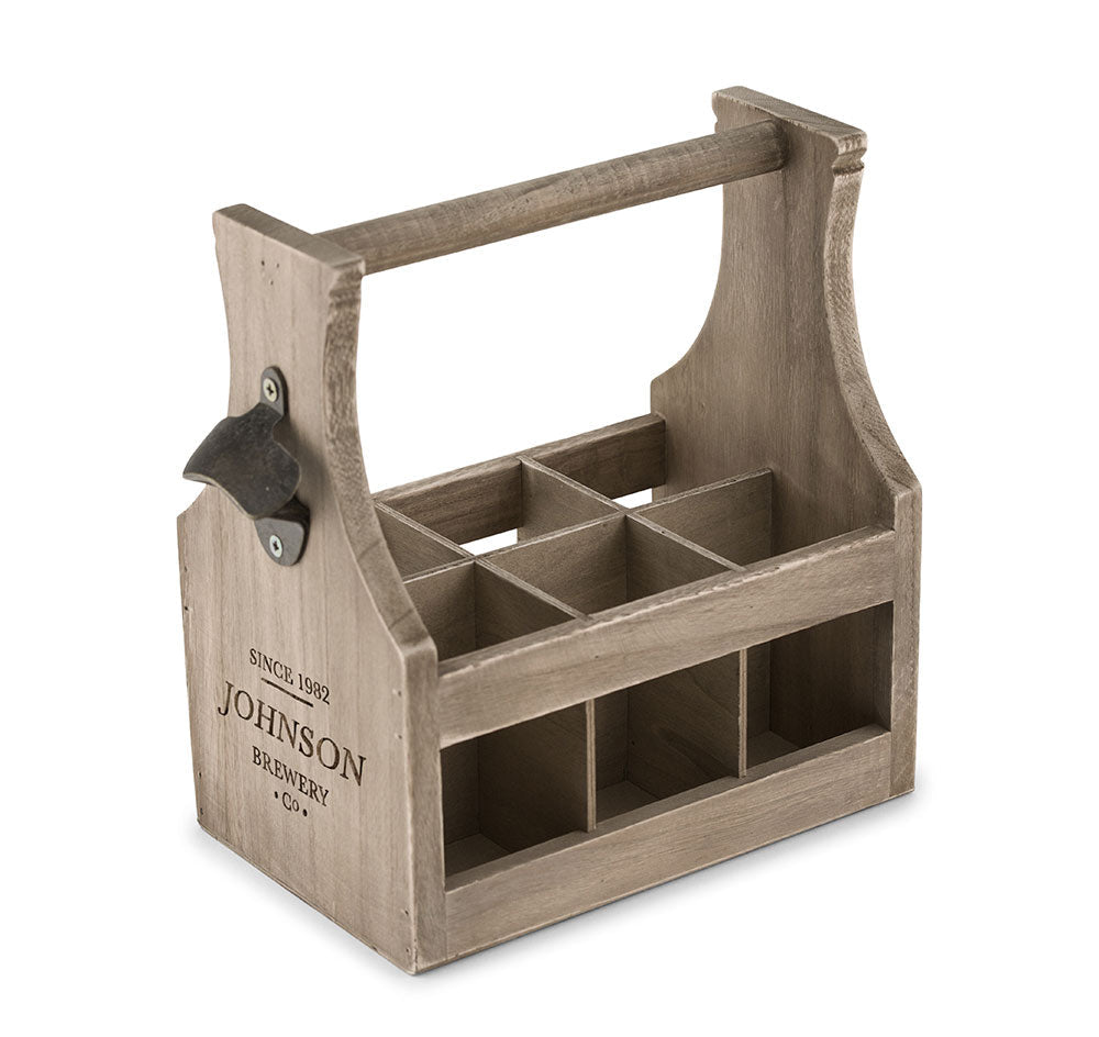 Personalized Wood Beer Bottle Caddy