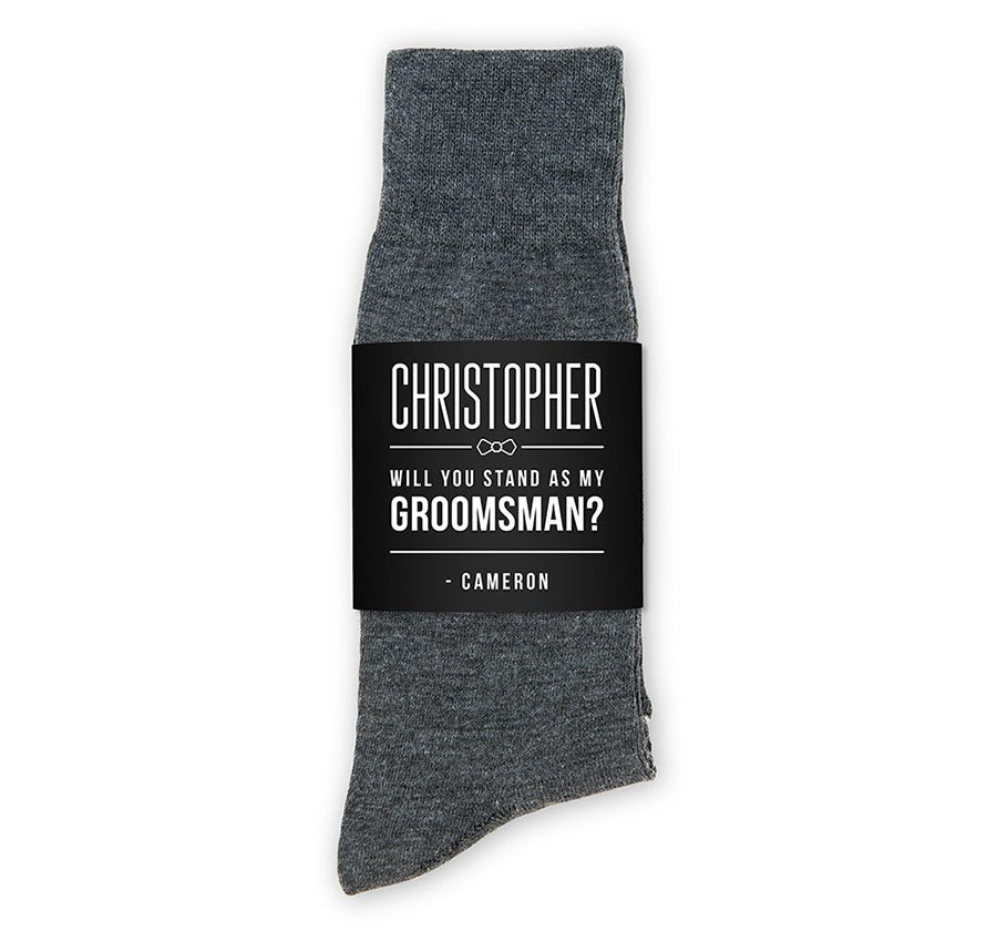 Personalized Groomsmen Socks - Will You Stand