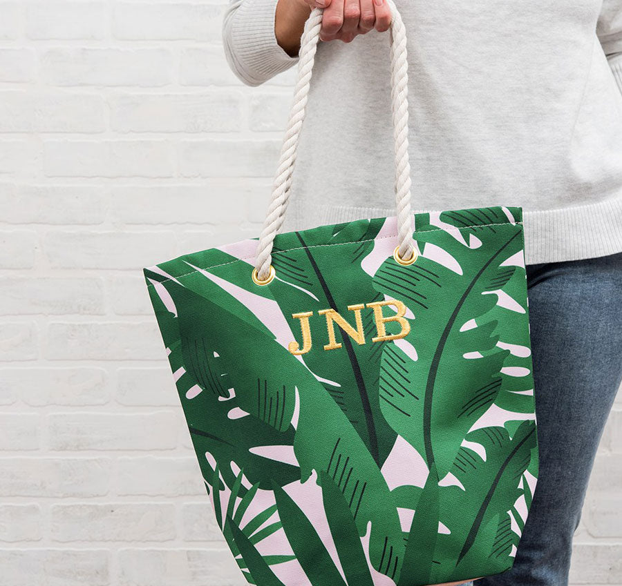 Tropical Leaf Print Bridesmaid Tote Bag