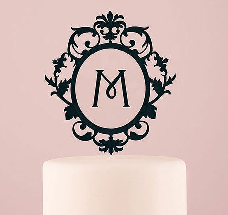 Floating Black Initial Cake Topper