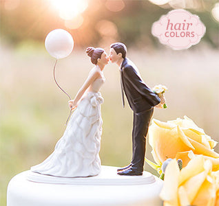 Balloon Kiss Bride &amp; Groom Cake Topper