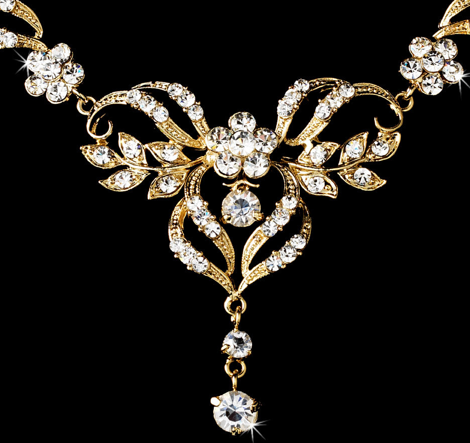 Elegant Rhinestone Curling Heart Bridal Jewelry Set