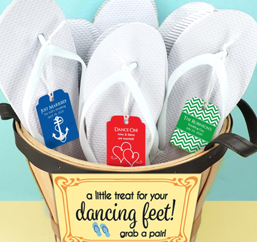 White Guest Flip Flops w/ Silhouette Tags (Set of 6)