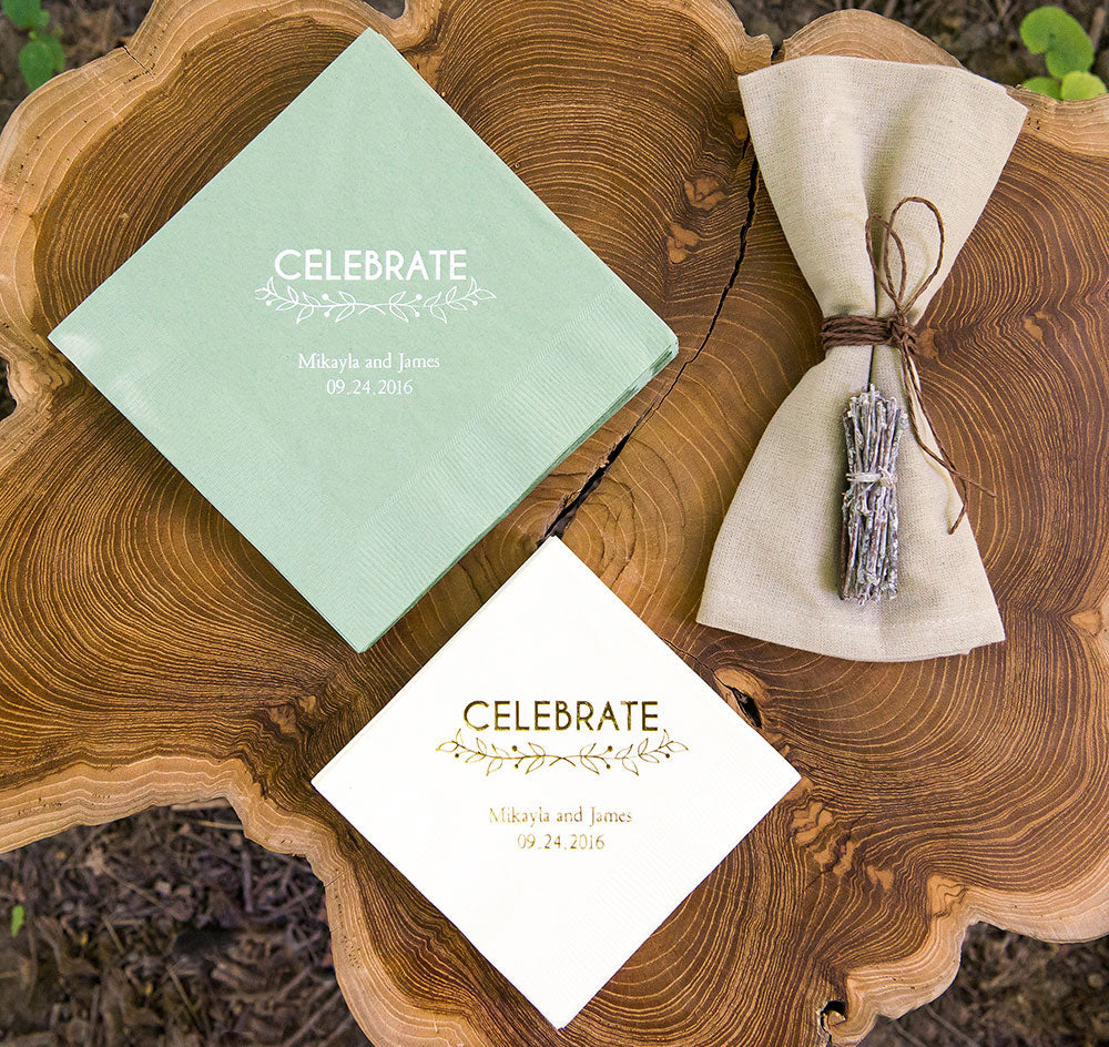 Celebrate Personalized Wedding Napkins
