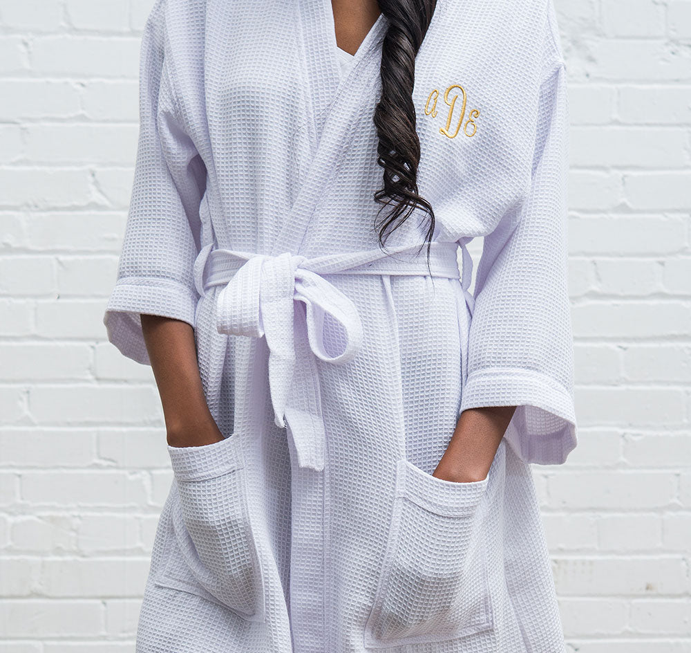 Waffle Kimono Bridesmaid Robe - White