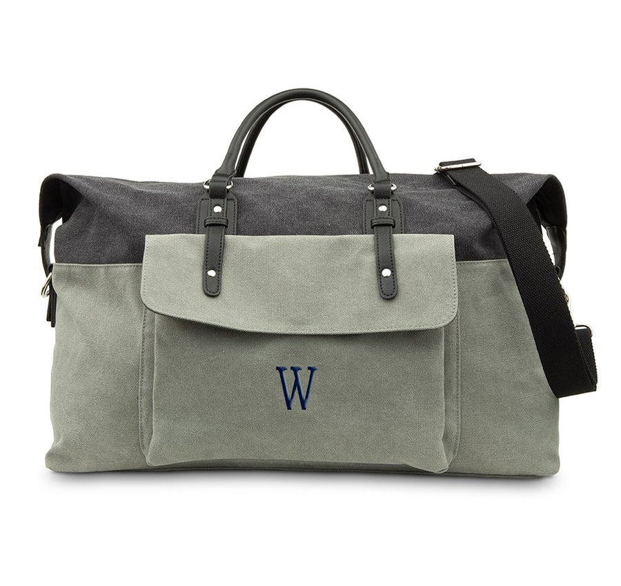 Black &amp; Grey Groomsmen Canvas Weekender Travel Bag