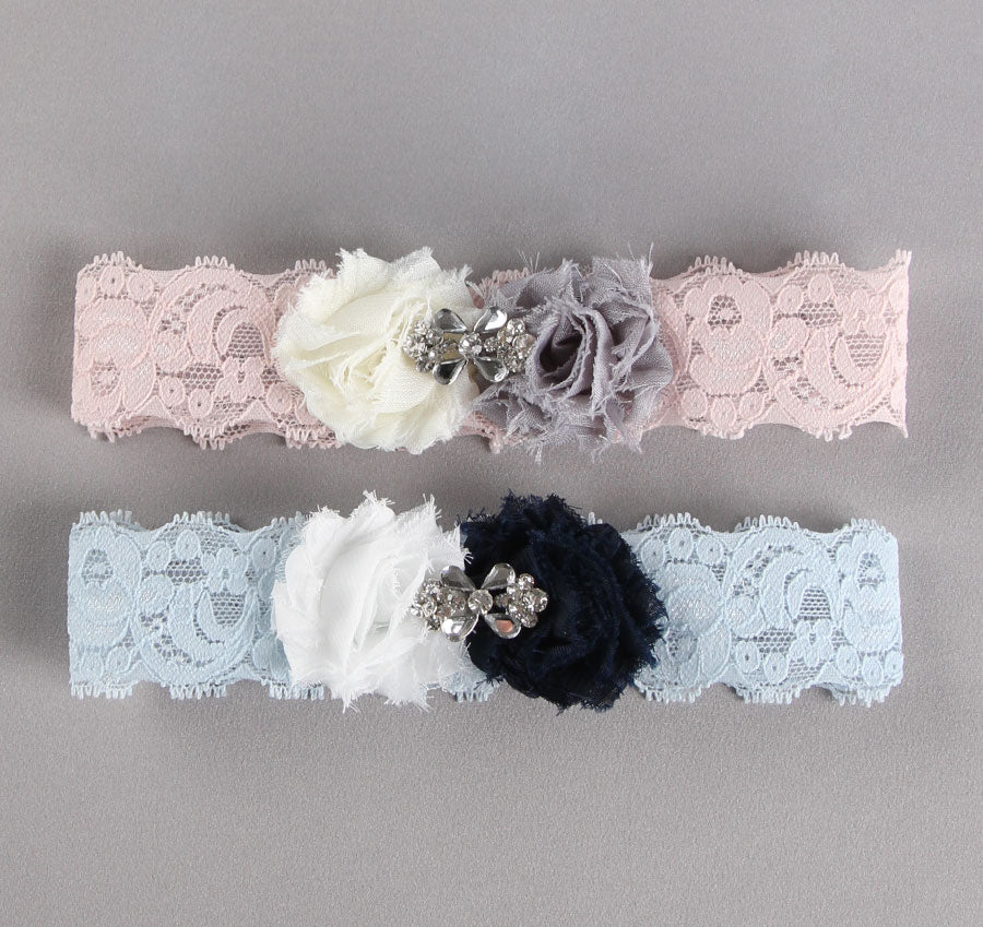Stella Lace Garter Blue & Ivory / Small Stella Lace Garter Blue & Ivory / Small