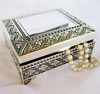 Dramatic Square Jewelry Box with Flourish Pattern