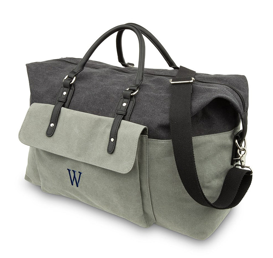 Black &amp; Grey Groomsmen Canvas Weekender Travel Bag