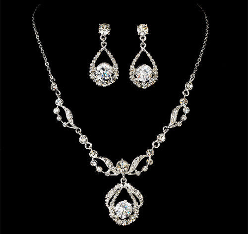 Rhinestone Necklace Earring Bridal Jewelry Set The Wedding Outlet