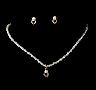 Flowergirl Pearl and Rhinestone Jewelry Set