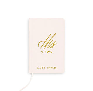 Ivory Linen Wedding Vow Book - His